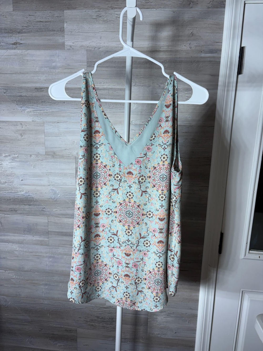 Maurices Mint Floral V-Neck Camisole with Pink Accents 1233